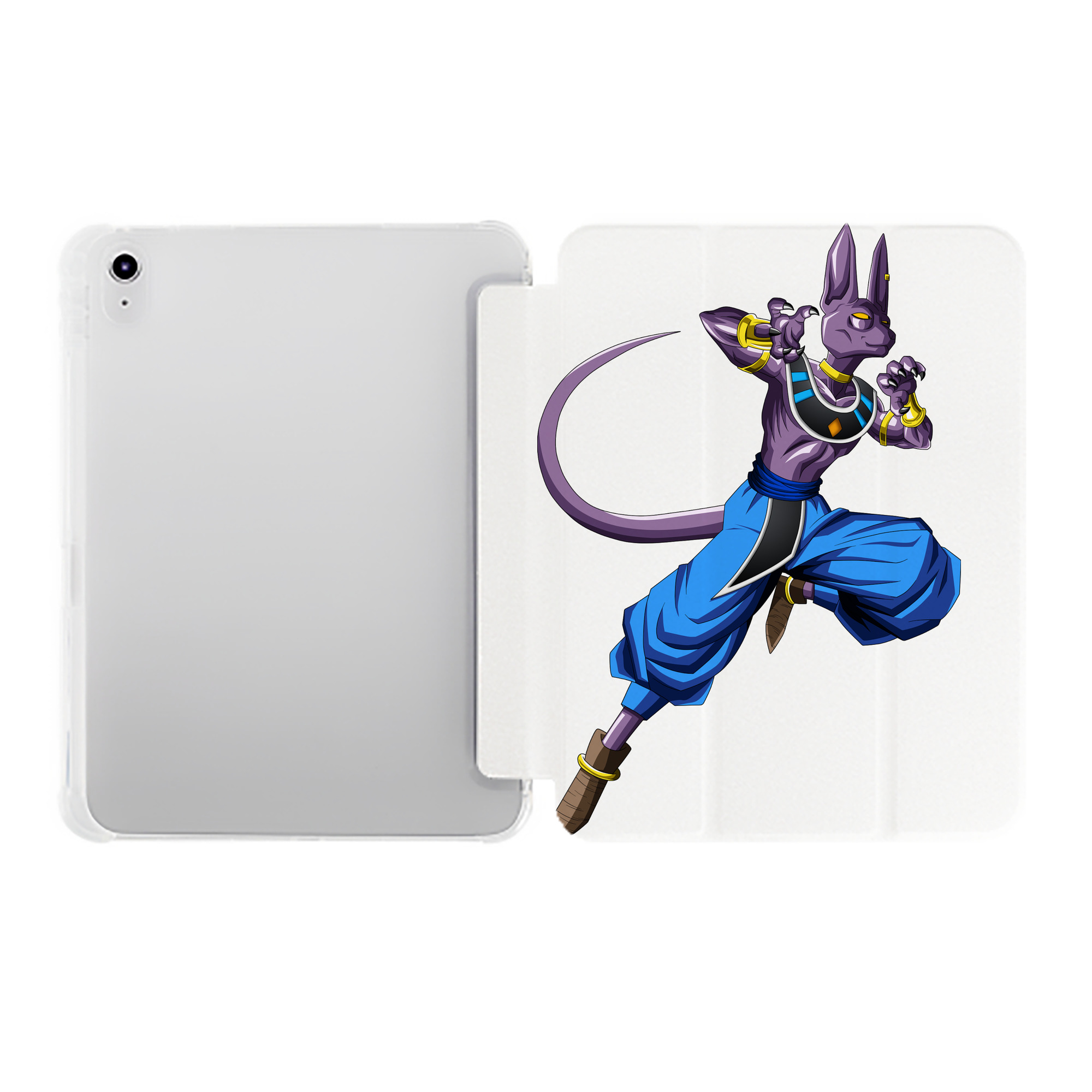 （画像用） ドラゴンボール ビルス 破壊神ビルス DRAGON BALL Beerus Birusu IPad ケース ペン収納付き 三つ折りスタンド PUレザー×シリコン 対応機種9.5/10.5/10.9インチ
